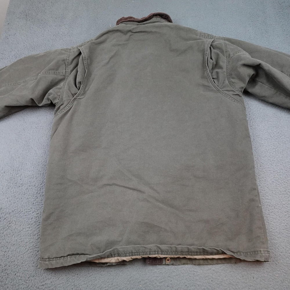 Columbia Jacket Mens Large Olive Canvas Field Barn Coat Corduroy Collar Flannel - Picture 8 of 12